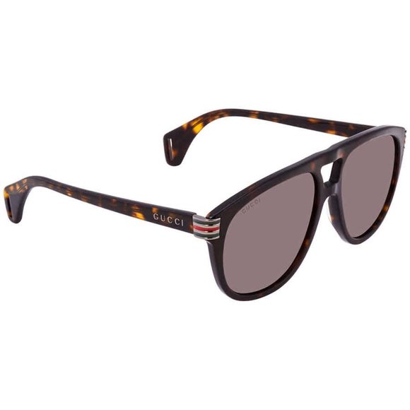 Gucci Web Logo Aviators in Havana Brown main image 10